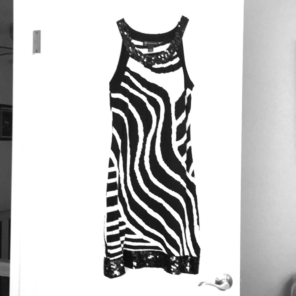 INC Zebra Print Sequins Dress